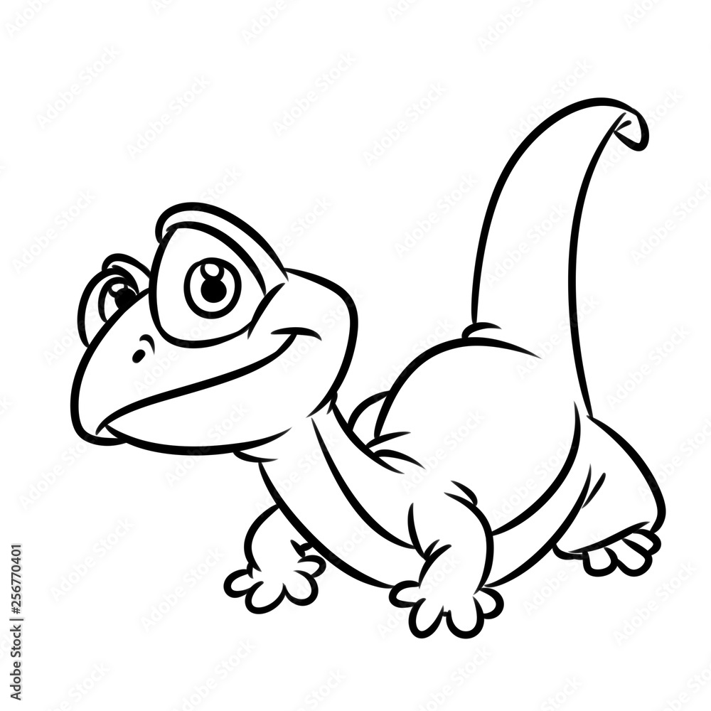 Little lizard coloring page cartoon illustration isolated image illustration