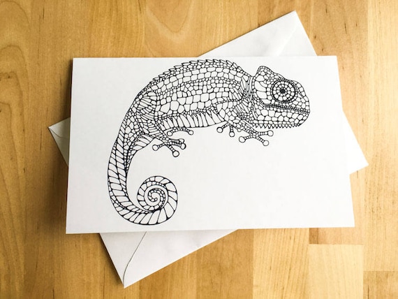 Iguana lizard animal coloring card diy kids crafts paint do it yourself decor meditation relax therapy gift for her him stocking stuffer