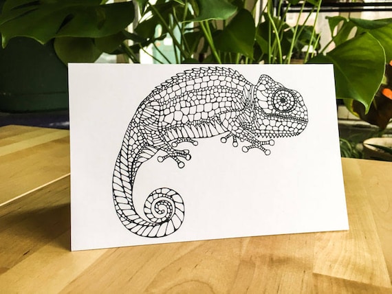 Iguana lizard animal coloring card diy kids crafts paint do it