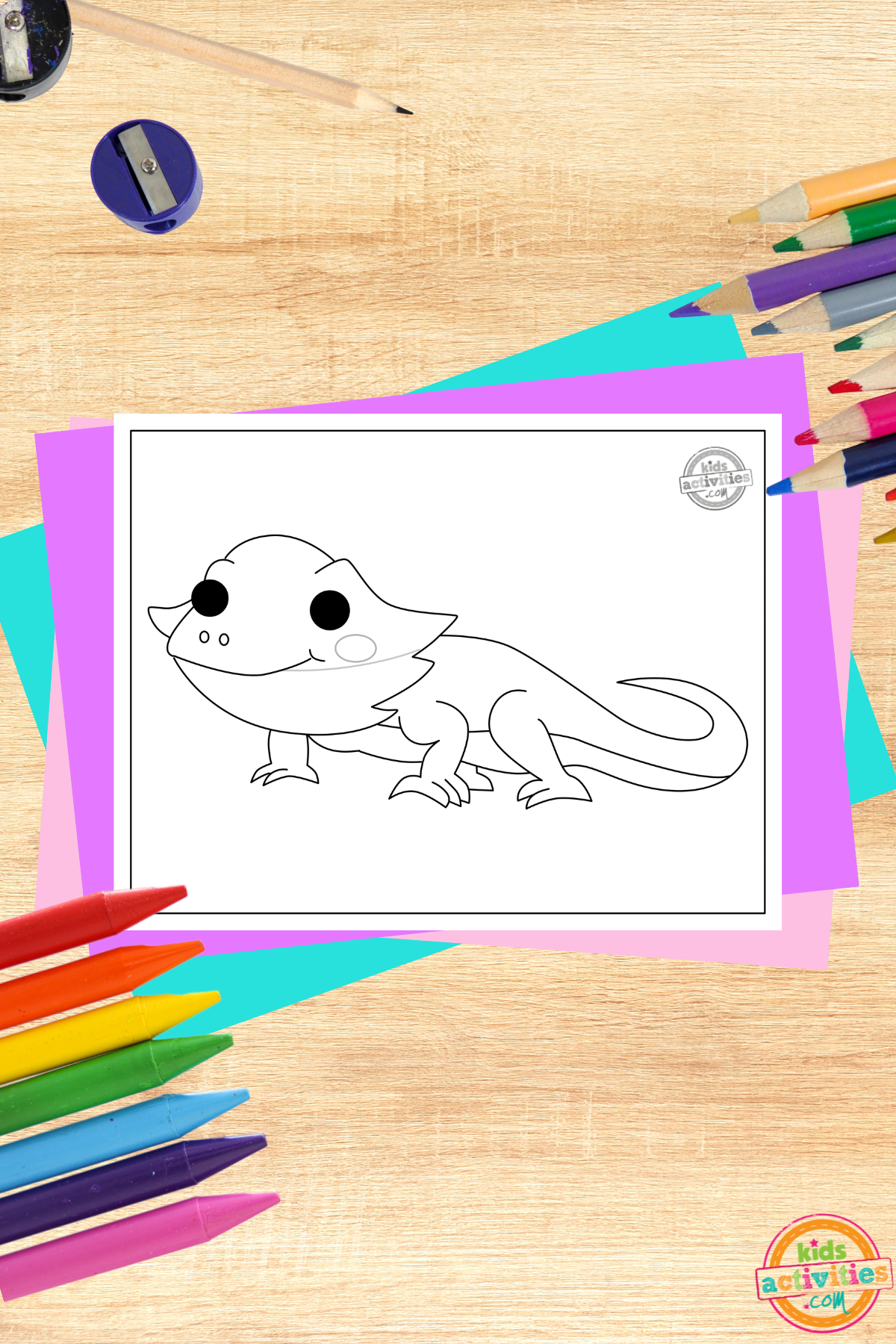 Cute printable bearded dragon coloring page kids activities blog