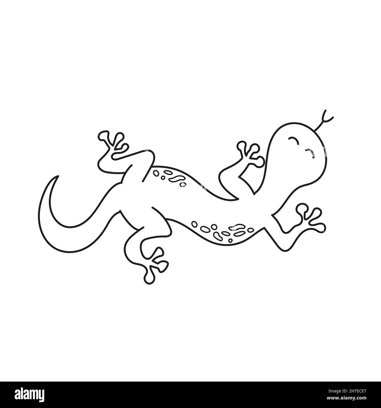 Simple coloring page lizard for kids in doodle style vector sketch on white background stock vector image art