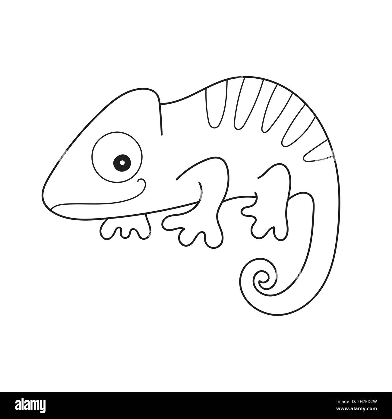 Simple coloring page vector illustration of chameleon for coloring book simple educational game for kids stock vector image art