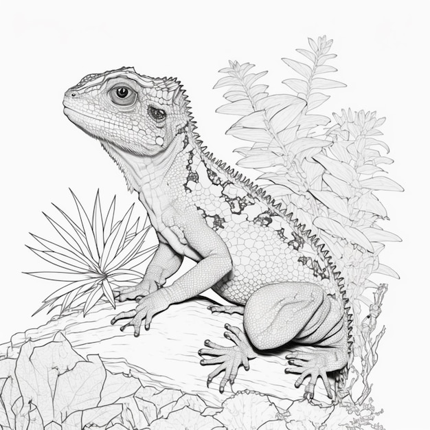 Premium ai image coloring pages of lizards and lizards are easy to learn generative ai