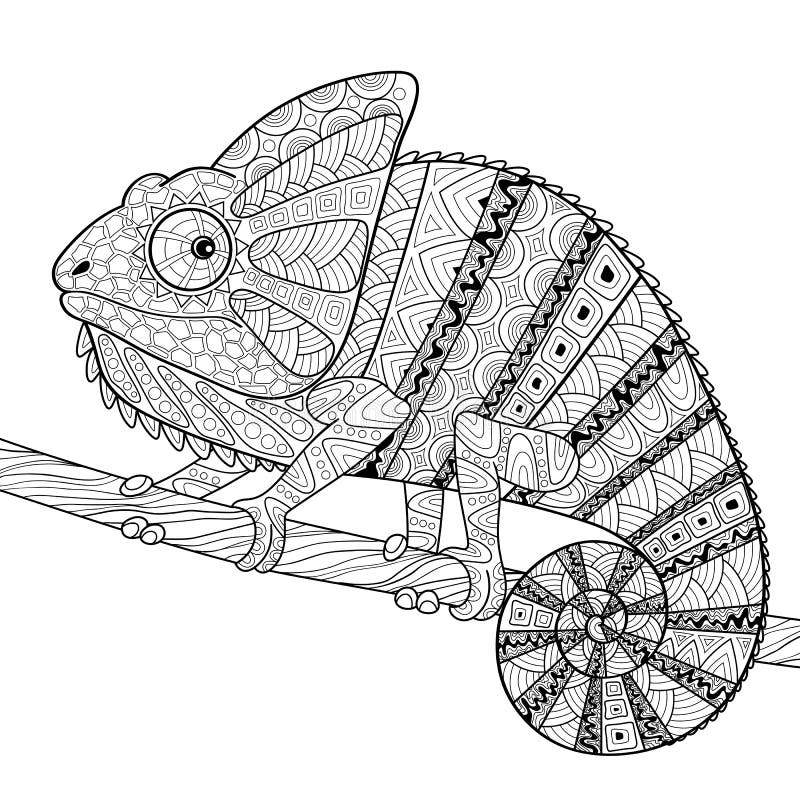 Coloring page chameleon lizard stock illustrations â coloring page chameleon lizard stock illustrations vectors clipart