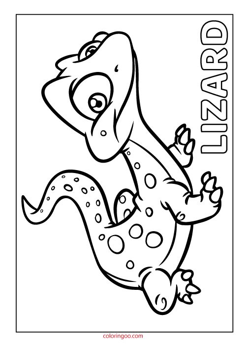 Printable lizard coloring page pdf for kids coloring pages animal coloring pages cute coloring pages