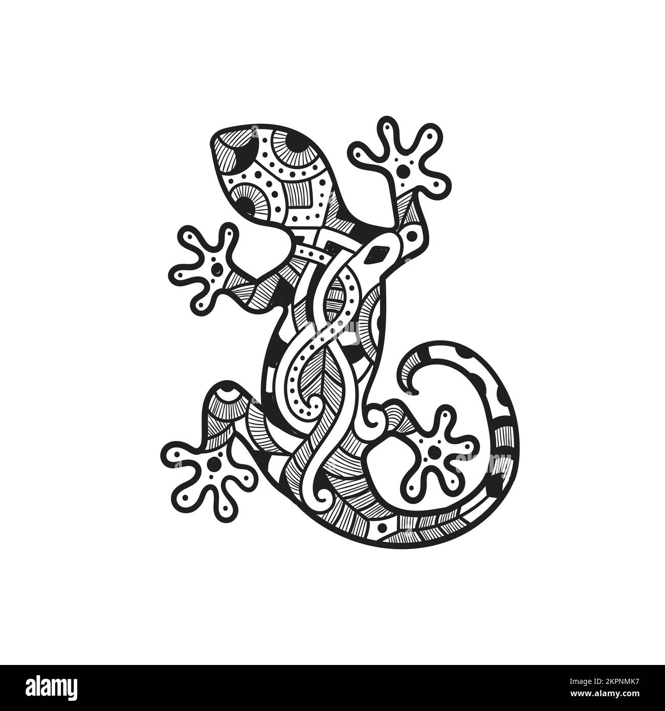 A vector illustration of zentangle stylized lizard drawing