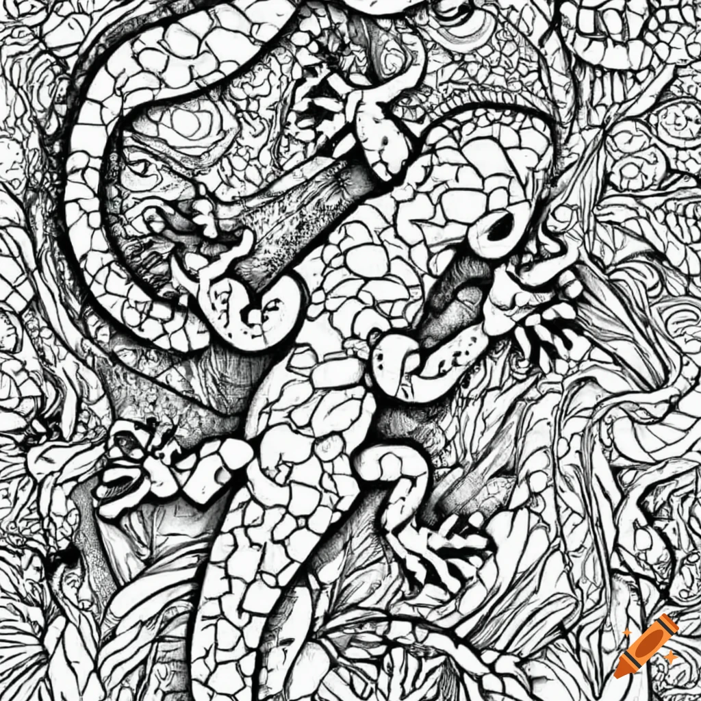 A lizard outline pattern for coloring books on