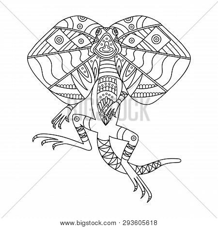 Frilled lizard doodle vector photo free trial bigstock