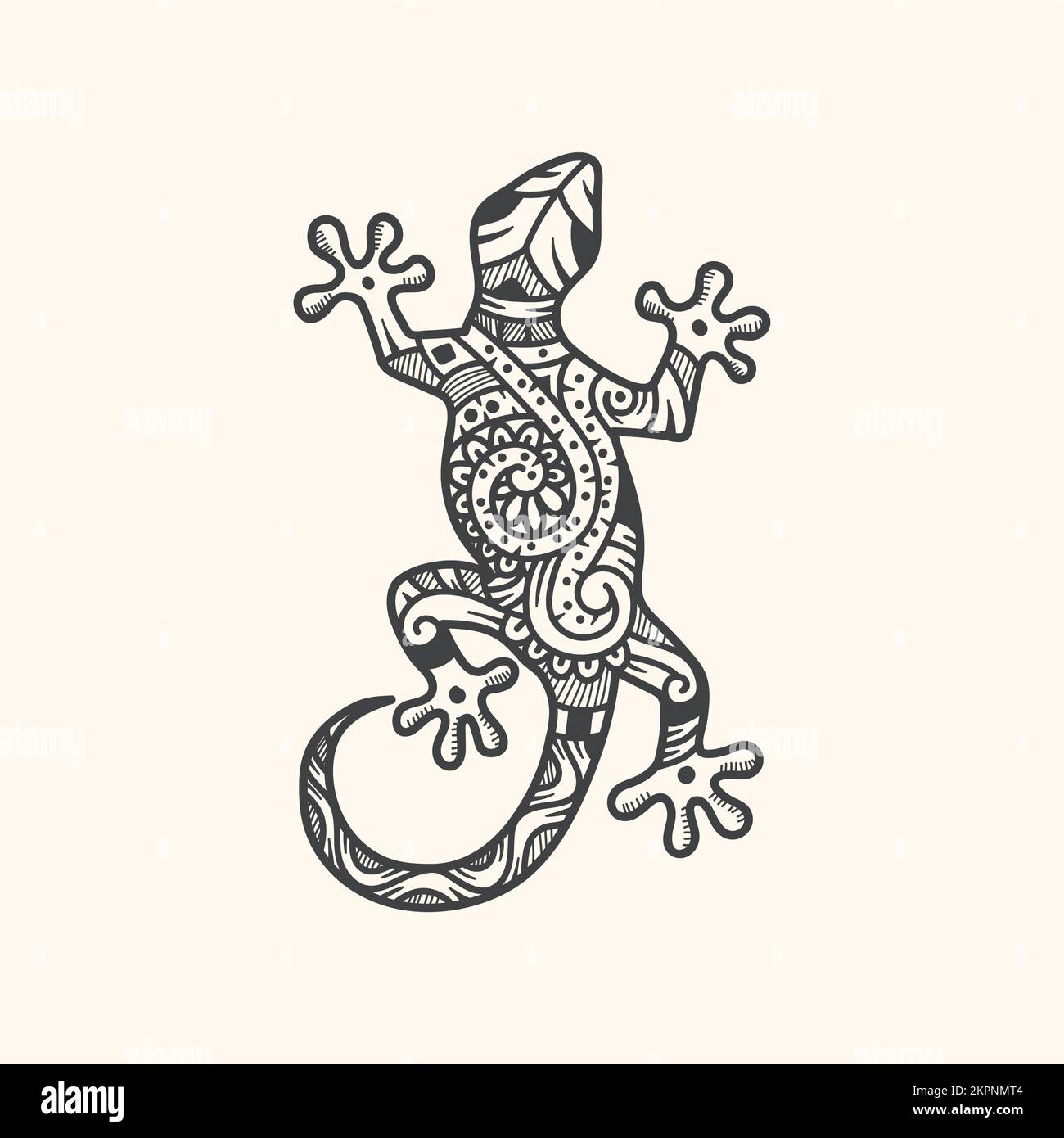 A vector illustration of zentangle stylized lizard drawing