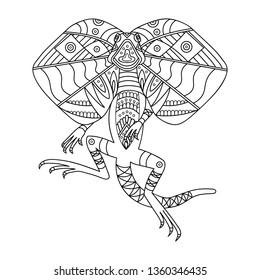 Frilled lizard doodle pattern coloring page stock vector royalty free