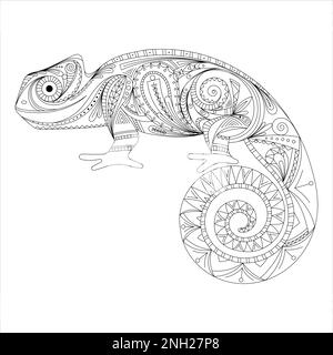 A vector illustration of zentangle stylized lizard drawing