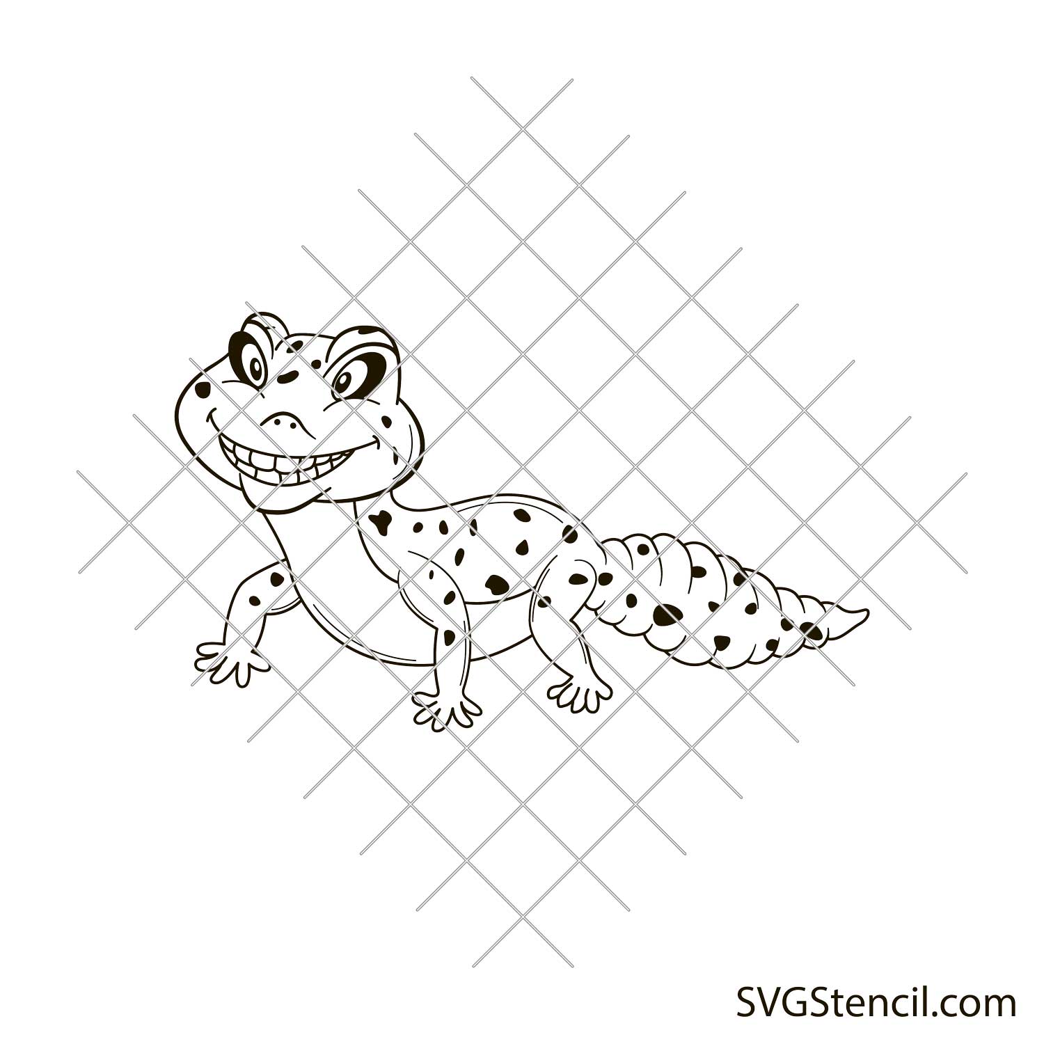 Cartoon lizard svg kids room decor smiling gecko svg