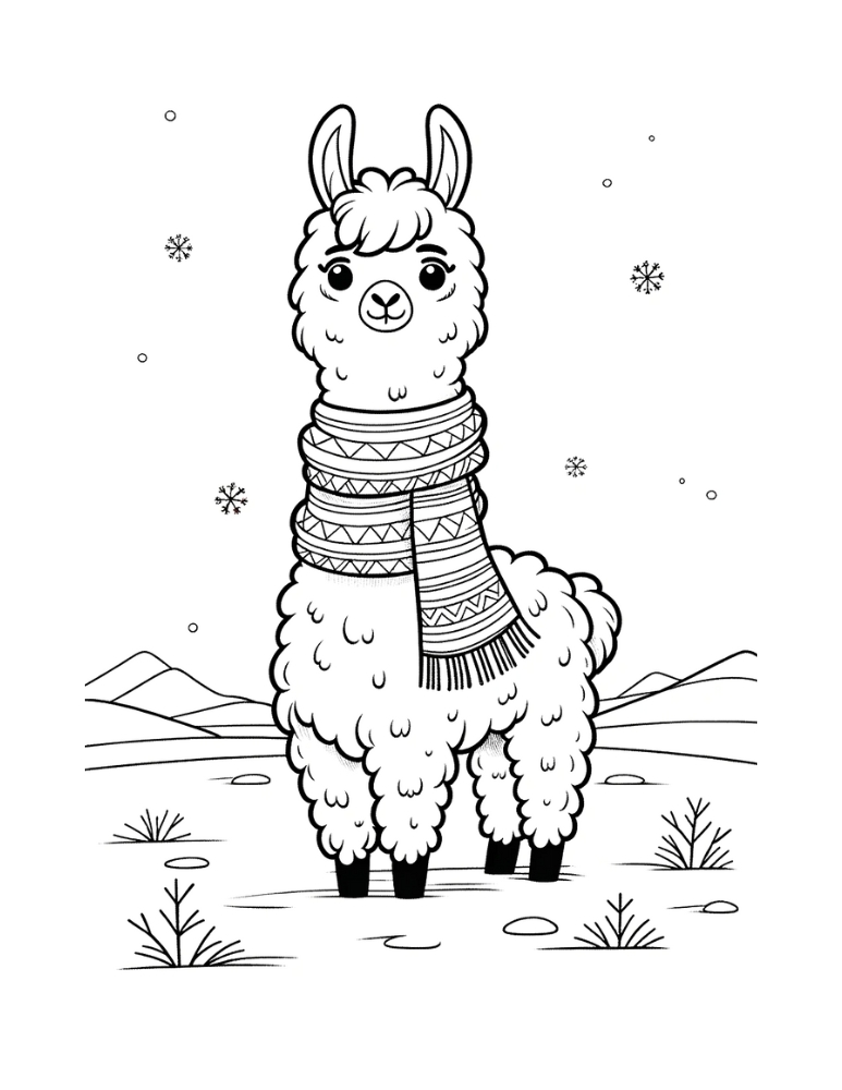 Free llama coloring pages for kids