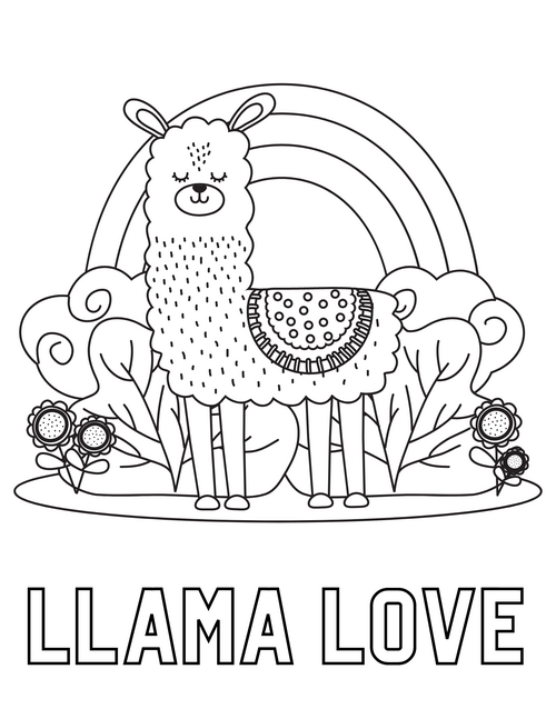 Cute llama coloring pages