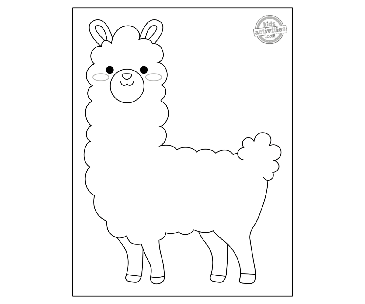 Adorable printable llama coloring page kids activities blog