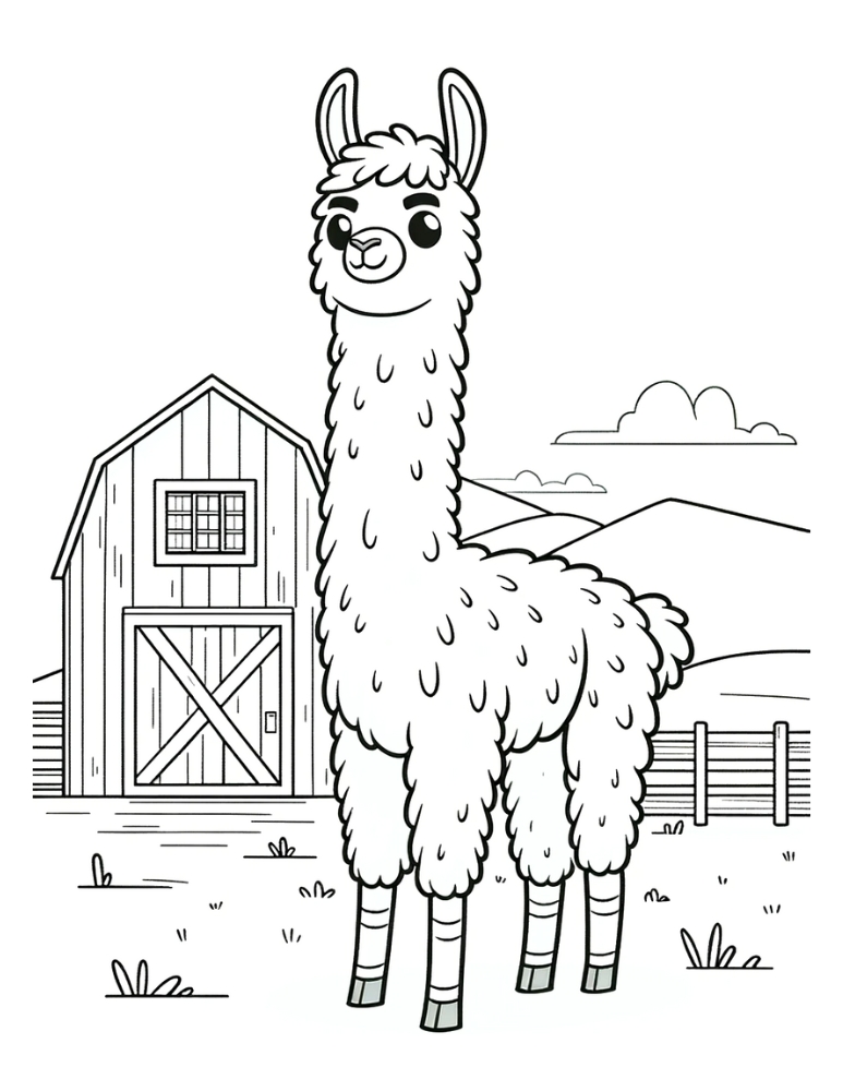 Free llama coloring pages for kids