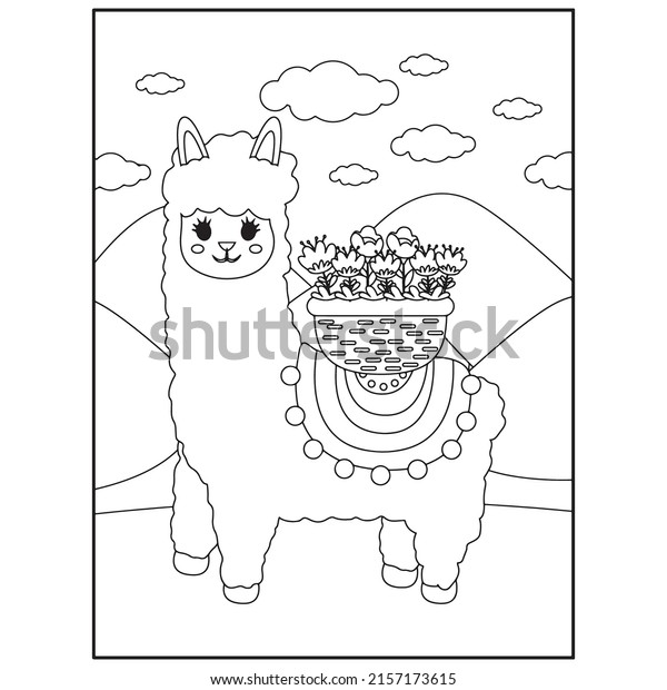 Hakuun llama coloring pages kids liittyvã vektorikuva rojaltivapaa