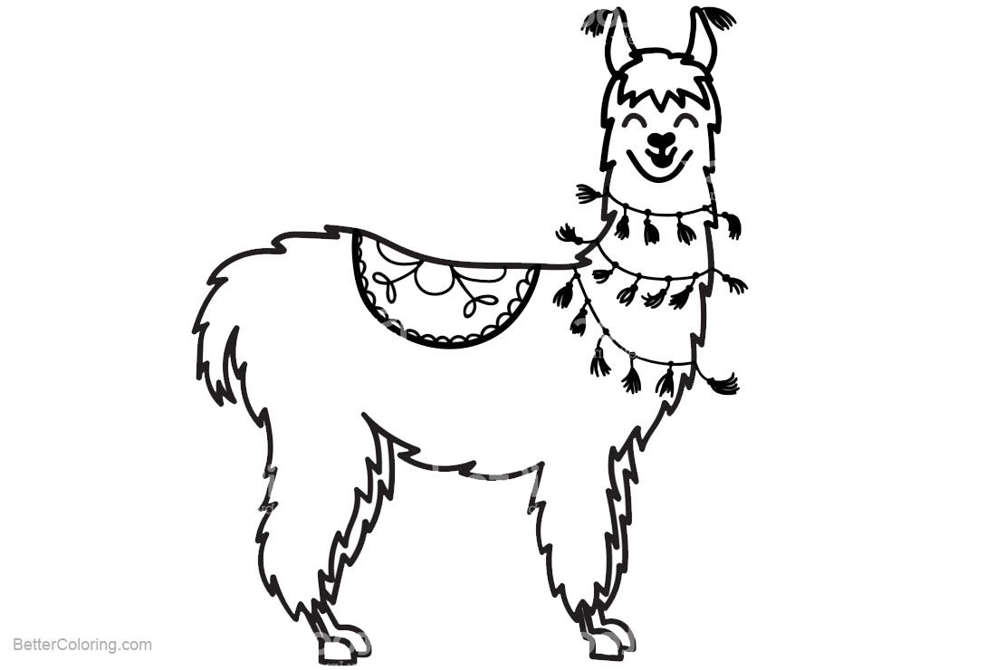 Free llama coloring pages smiling printable for kids and adults coloring pages animal coloring pages alpaca drawing