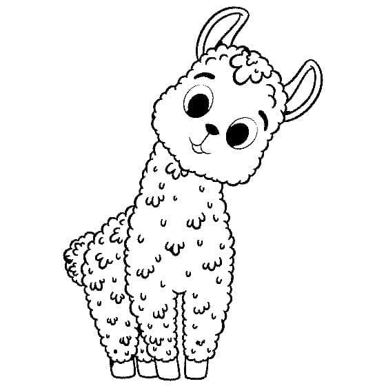 Cute llama coloring page