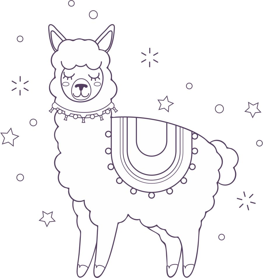 Cartoon llama coloring page decal â