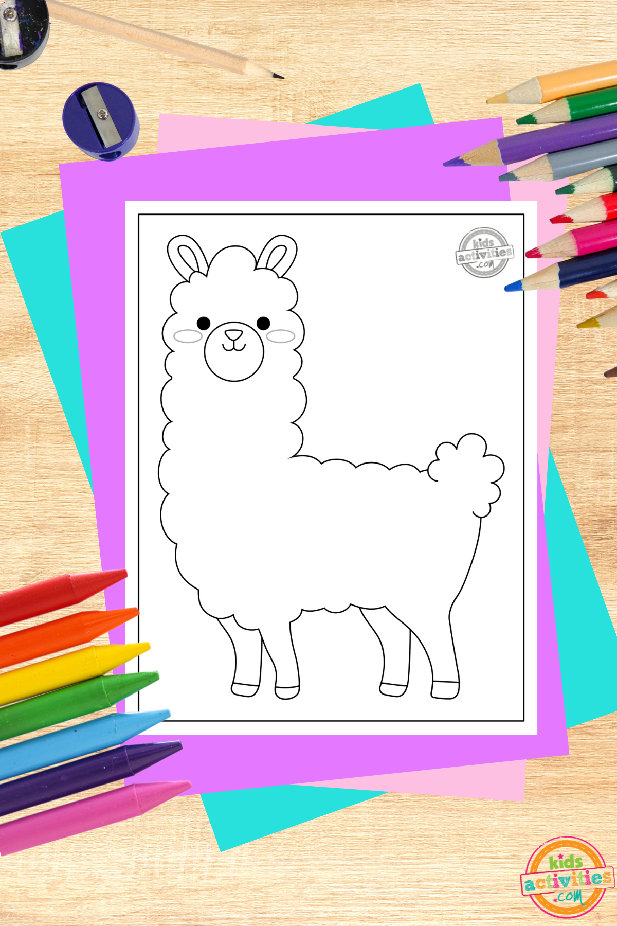 Adorable printable llama coloring page kids activities blog