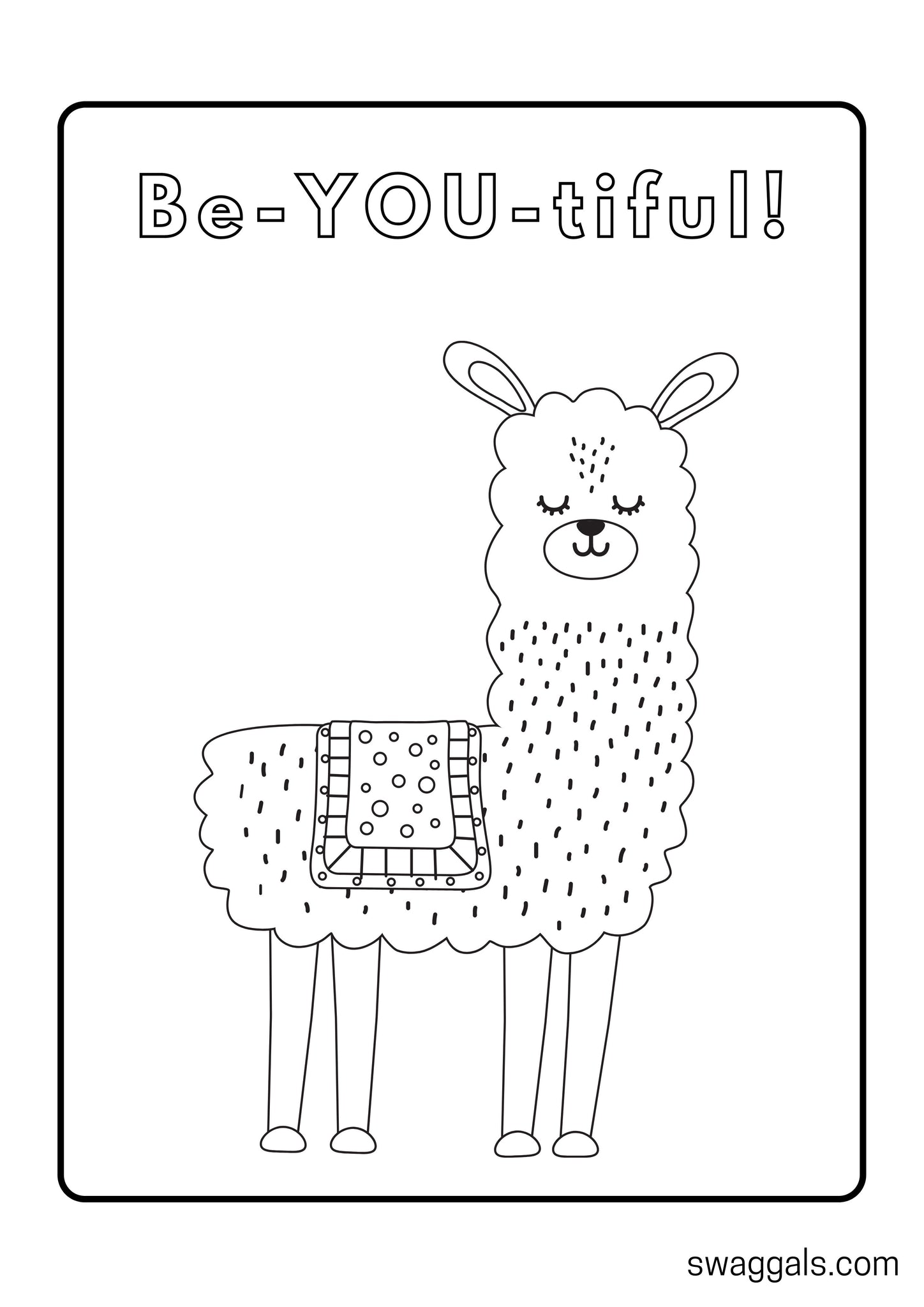 Llama coloring book swag gals