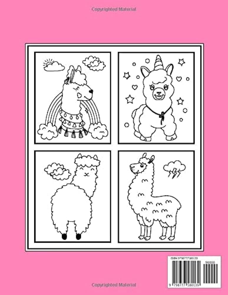 Llama coloring book for kids lama coloring book for girls and boys ages