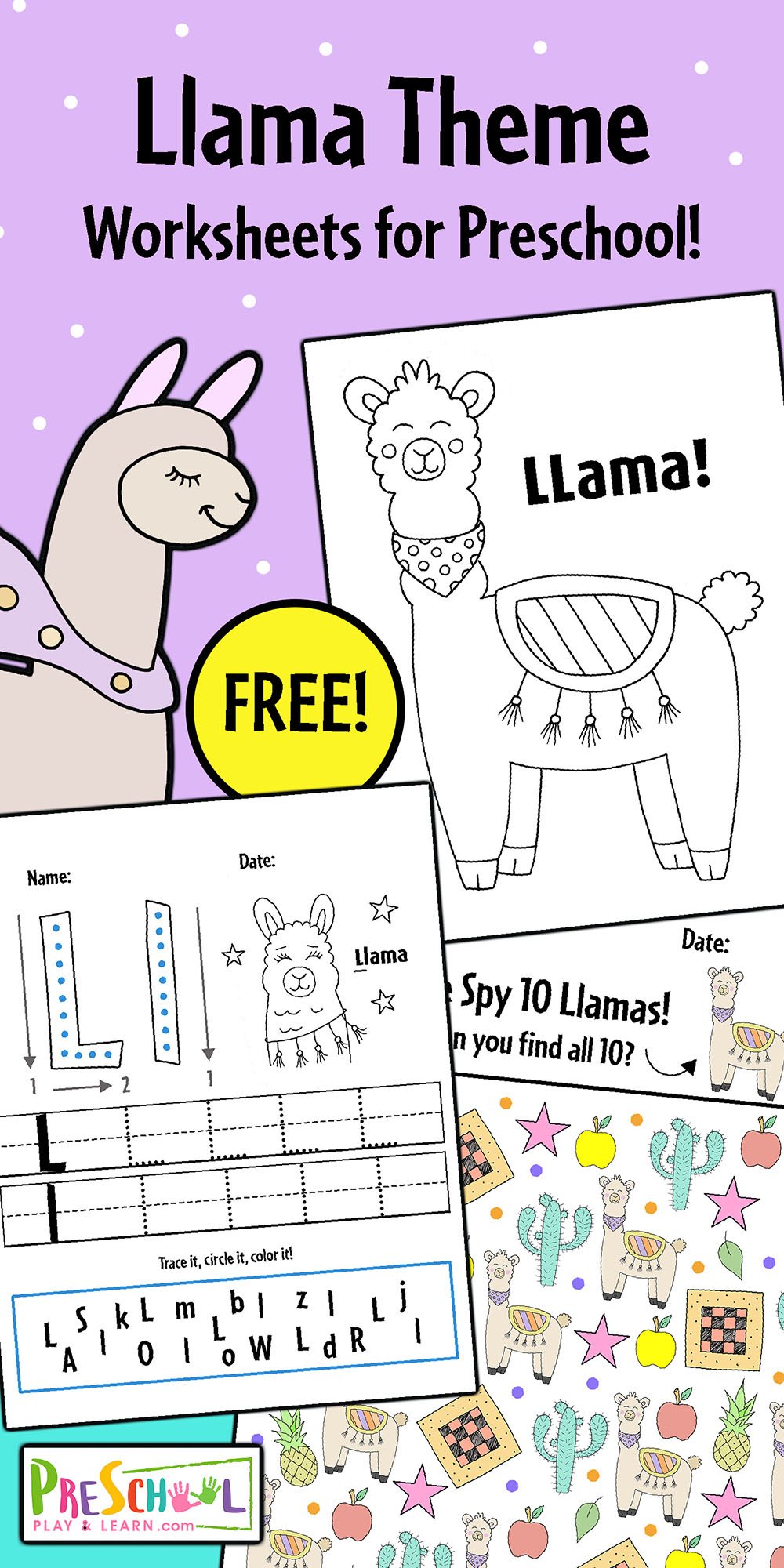 Ð free printable llama worksheets for preschoolers