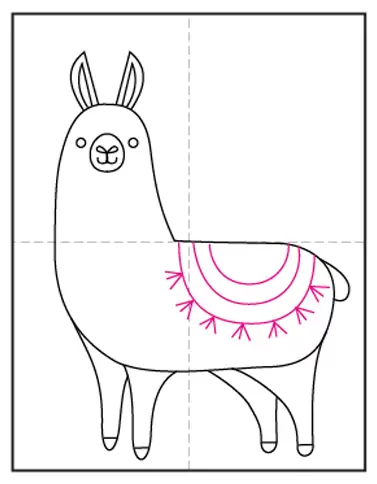 Easy how to draw a llama tutorial and llama coloring page