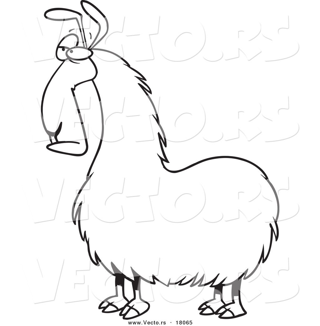 R of a cartoon bored llama