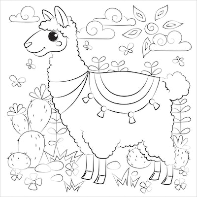 Cute llama coloring pages you can print to your hearts content