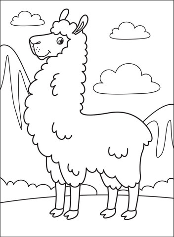 Llama coloring page free printable coloring pages