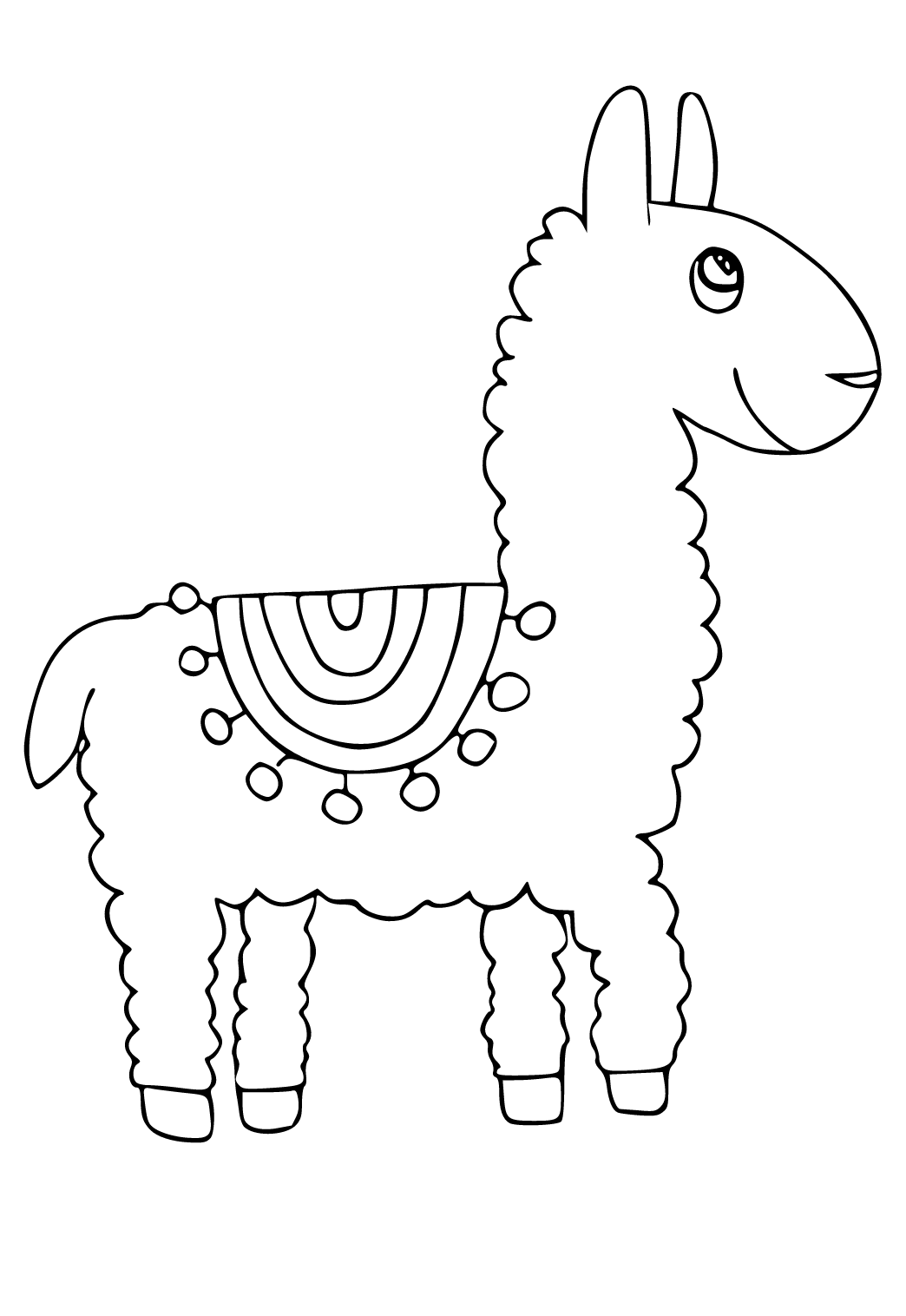 Free printable llama cute coloring page for adults and kids