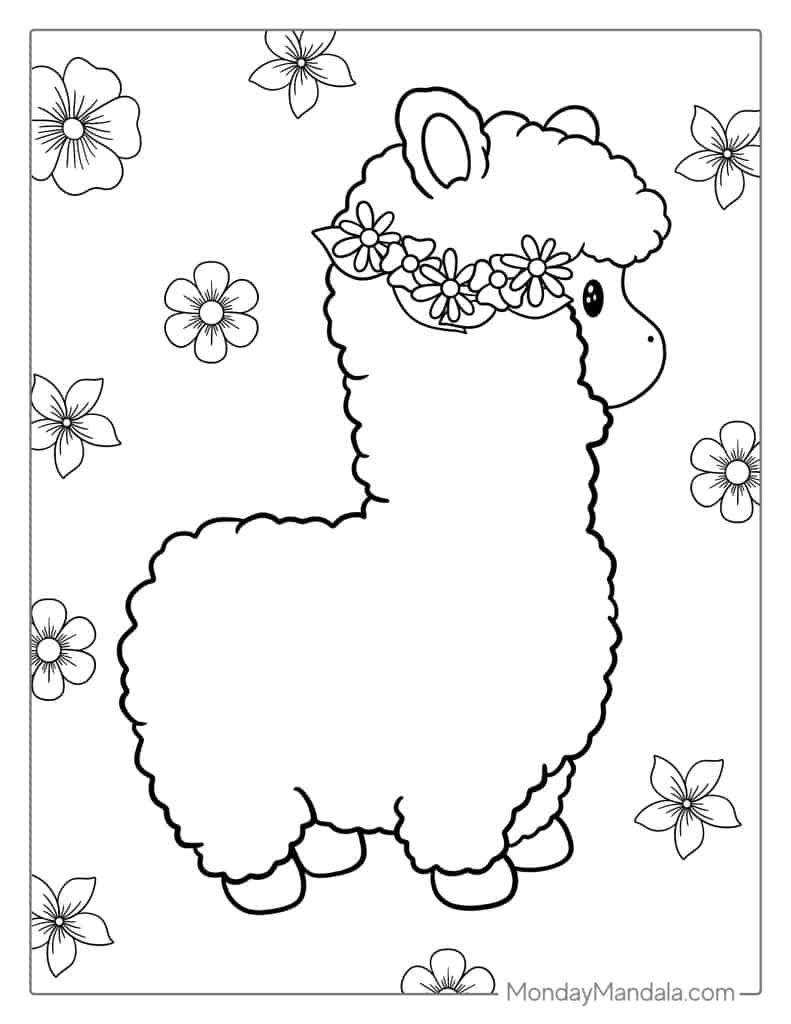 Llama coloring pages free pdf printables