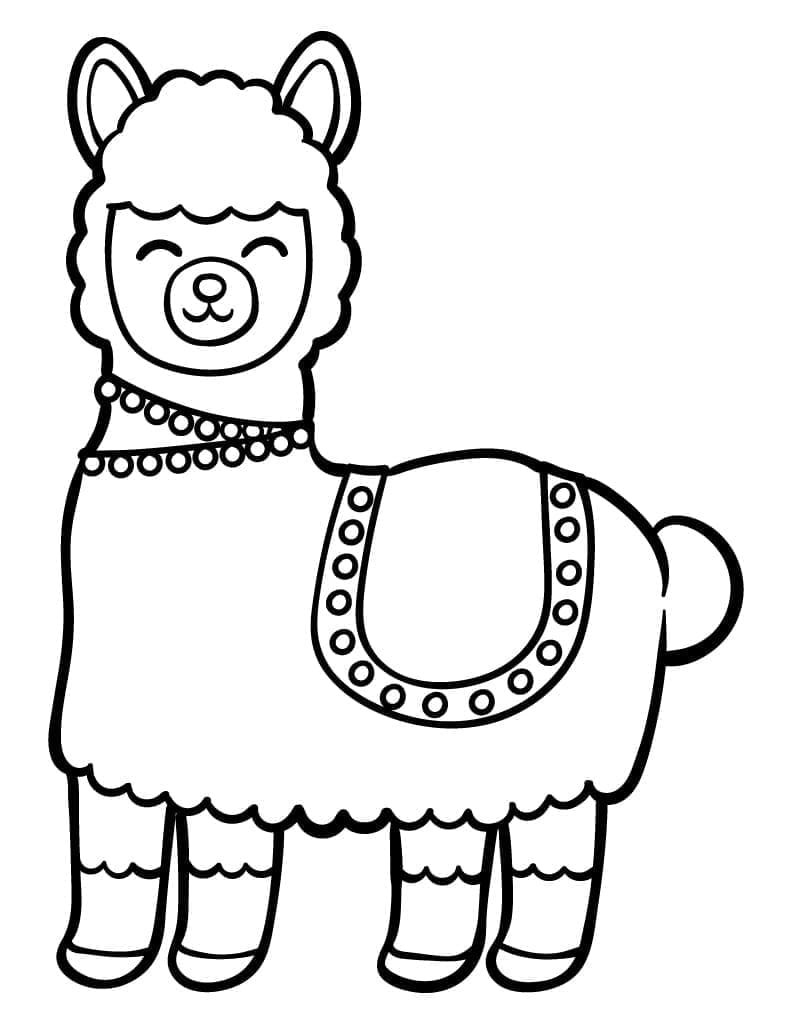 Printable cute llama coloring page