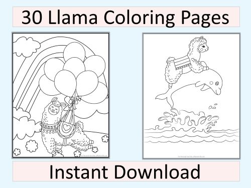 Llama colouring pages a planner life