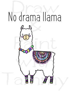 No drama llama classroom posters printable coloring page and bookmarks to color