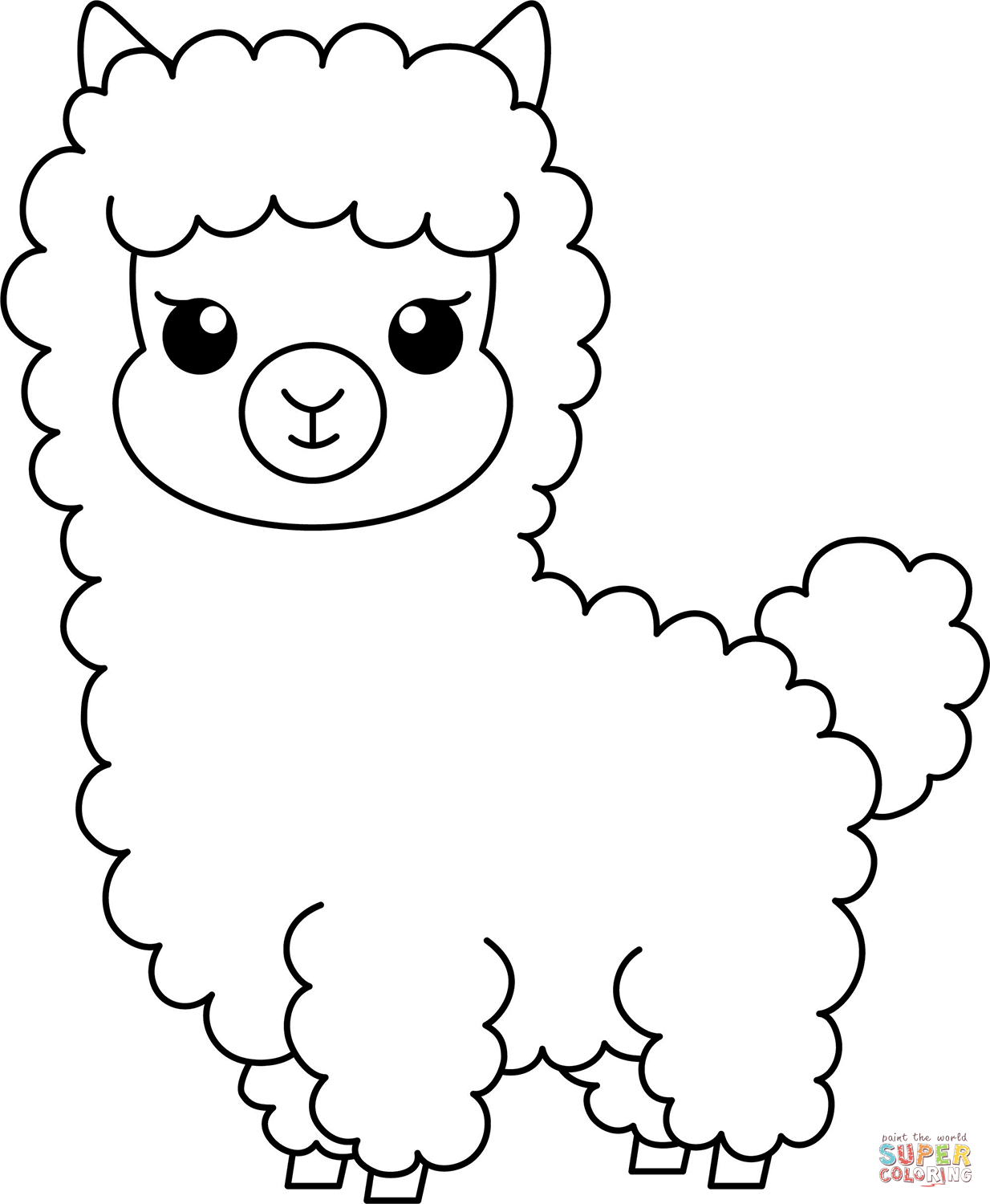 Cute llama coloring page free printable coloring pages