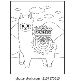 Hakuun llama coloring pages kids liittyvã vektorikuva rojaltivapaa