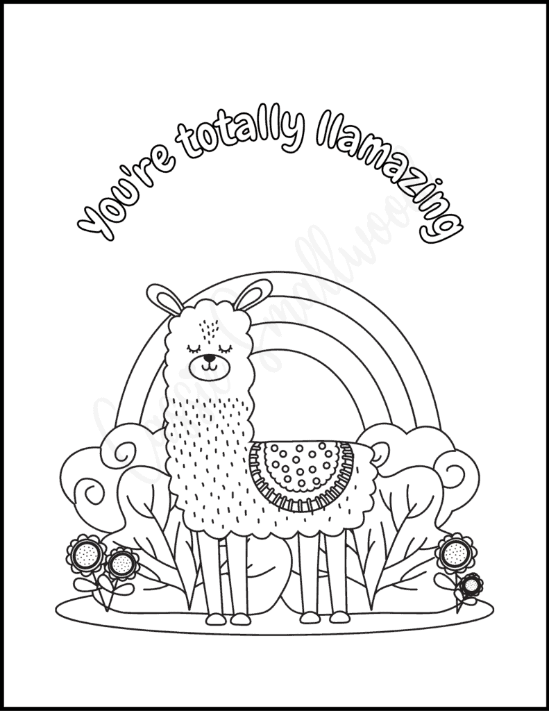 Insanely cute llama coloring pages