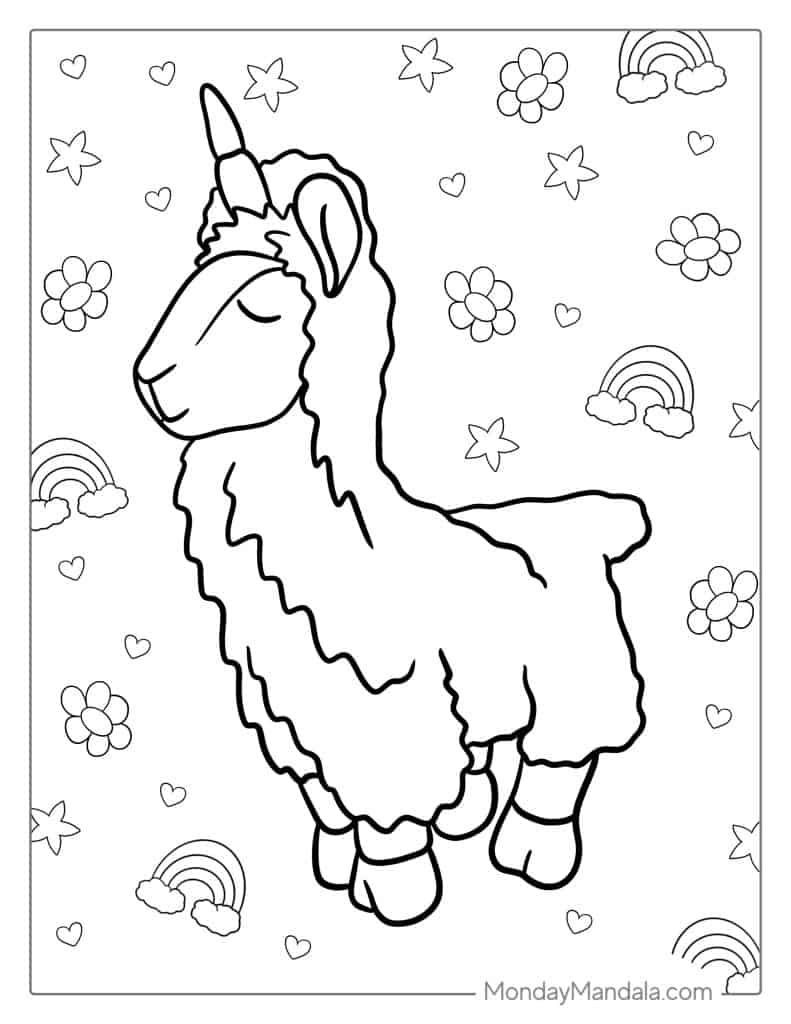 Llama coloring pages free pdf printables