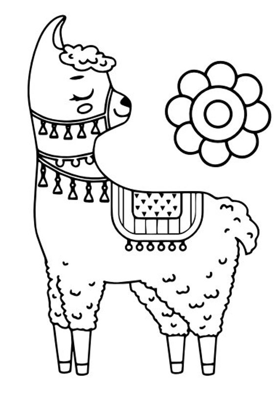 Llama coloring pages instant download