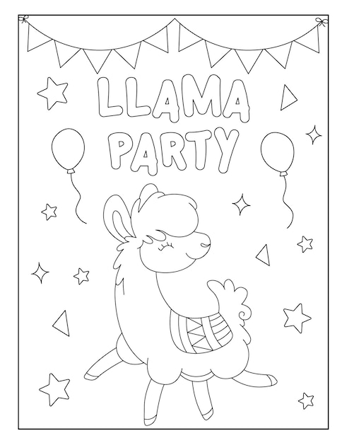 Premium vector cute outline llama coloring pages for children