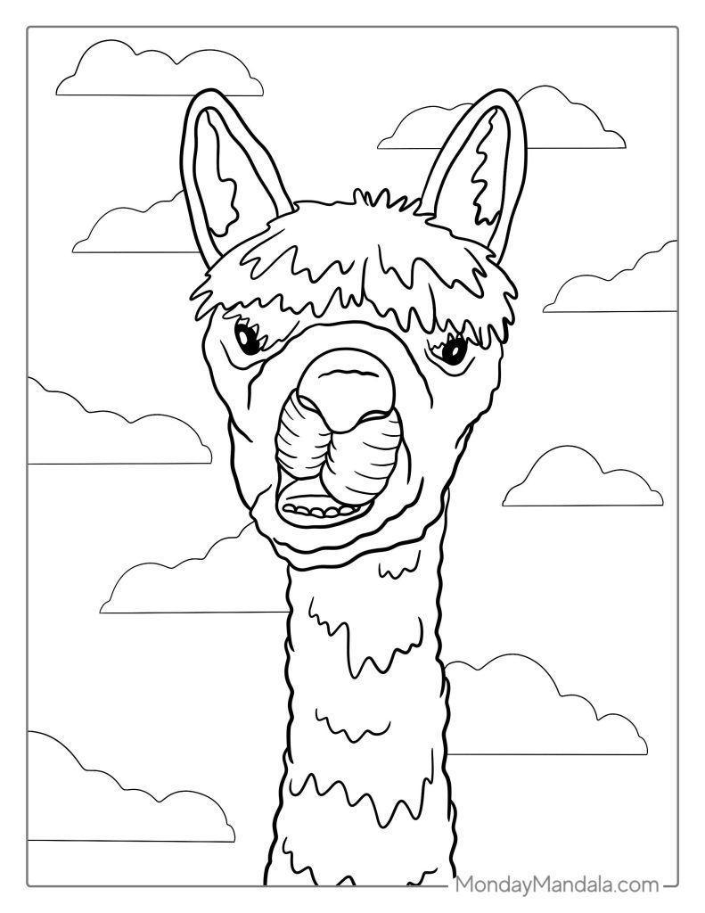 Llama coloring pages free pdf printables