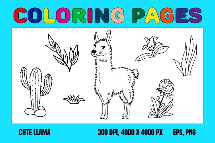 Cute llama coloring pages