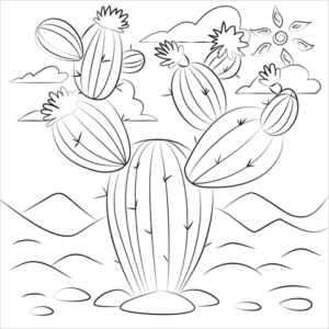 Cactus coloring pages printable for free download