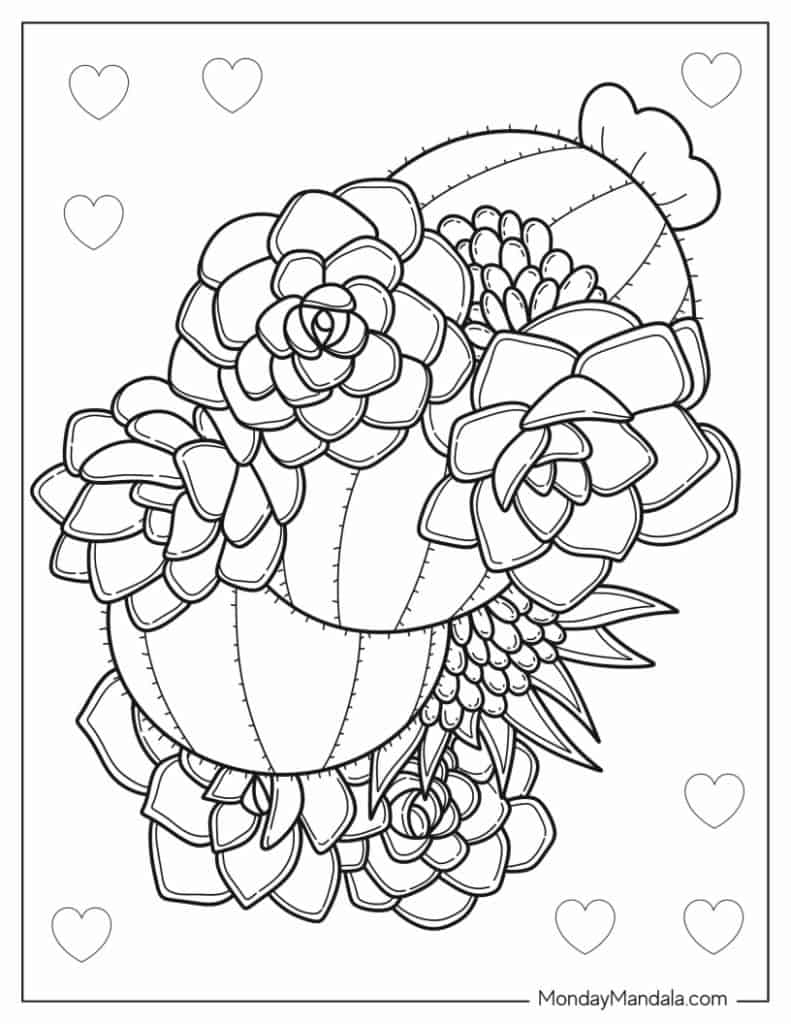 Cactus coloring pages free pdf printables