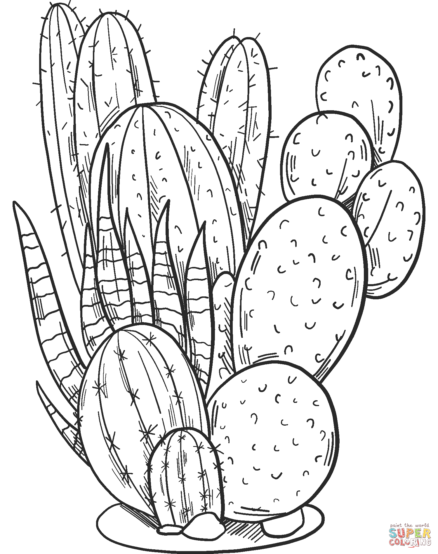 Cactus coloring pages