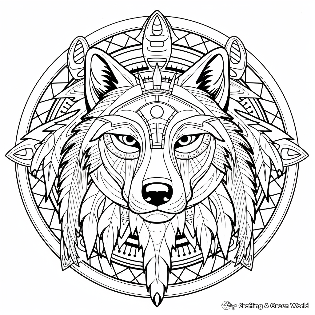 Wolf mandala coloring pages