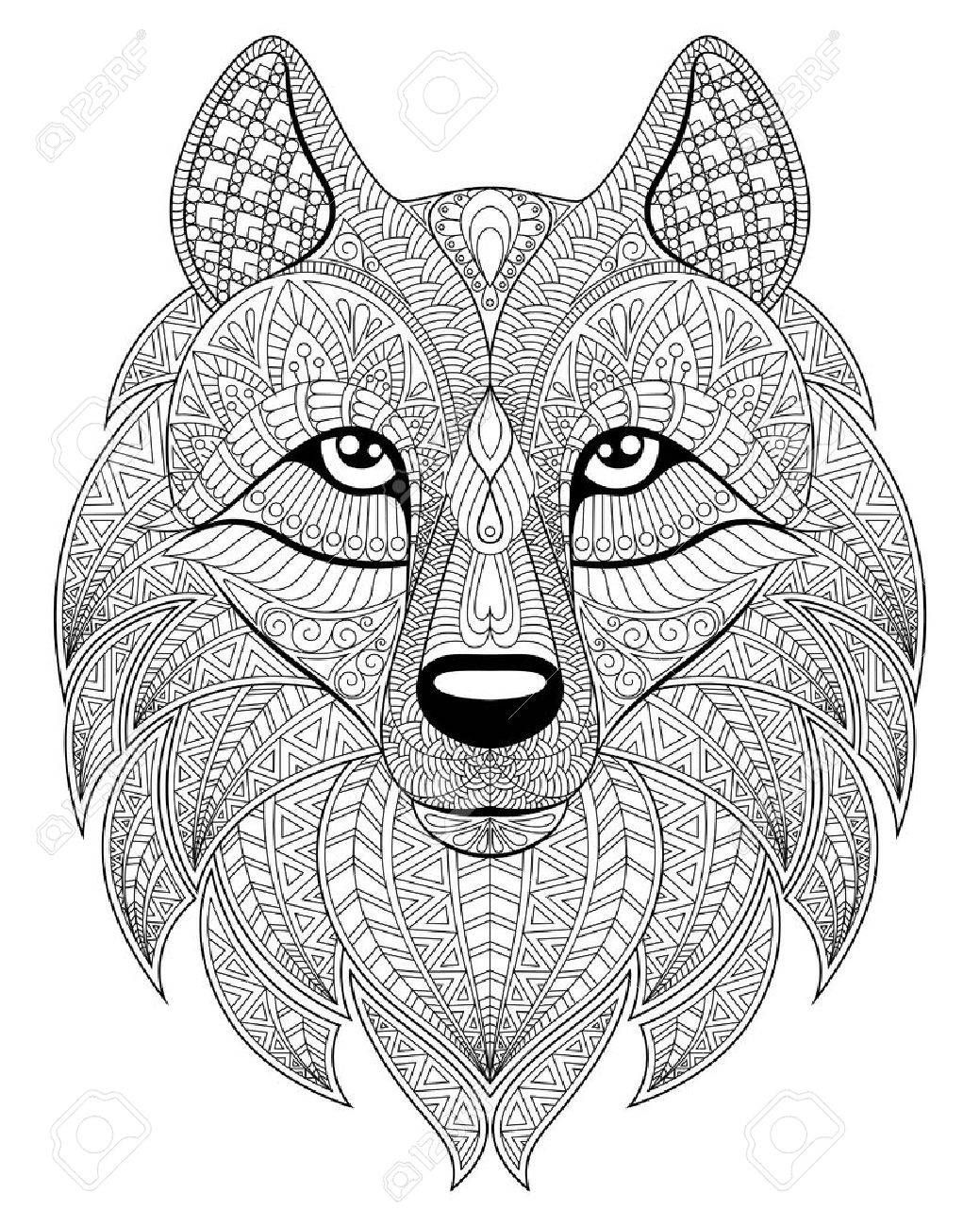 Wolf head pattern coloring pages mandala coloring pages animal coloring pages